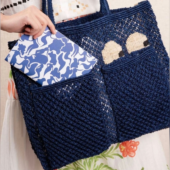 NWT THE JACKSONS HARVEY HI DOUBLE POCKET TOTE BAG INDIGO BLUE - Picture 1 of 9